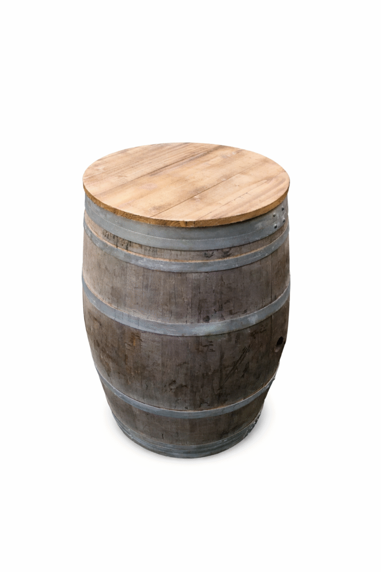 Wine barrel table for hire
